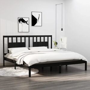 ClassicLiving Bed Frame Solid Wood black 100.0 H x 81.0 W x 195.5 D cm