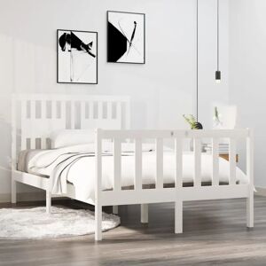 ClassicLiving Bed Frame Solid Wood white 100.0 H x 81.0 W x 195.5 D cm