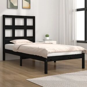 Latitude Run Bed Frame Solid Wood black 100.0 H x 80.5 W x 195.5 D cm