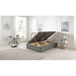 17 Stories Etheral Side Opening Storage Ottoman Bed Base Hydraulic Lift Linen Fabric Silver Single (3')