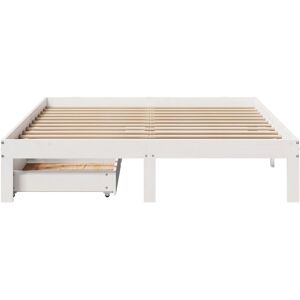 Lark Manor Bed Frame With Drawers Without Mattress White 120X190 Cm Small Double White European Kingsize (160 x 200 cm)