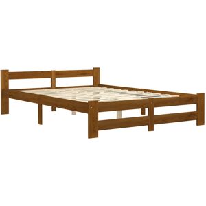 Marlow Home Co. Berna vidaXL Bed Frame Solid Pine Wood Honey Brown European Kingsize (160 x 200cm)