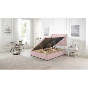 Rosdorf Park Etheral Side Opening Ottoman Storage Bed with Upholstered Headboard Plush Velvet Pink Super King (6')