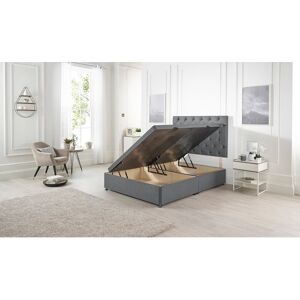 Rosdorf Park Etheral Side Opening Ottoman Storage Bed with Upholstered Headboard Plush Velvet Charcoal Single (3')