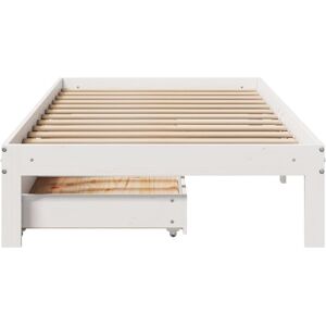 Lark Manor Bed Frame With Drawers Without Mattress White 120X190 Cm Small Double White European Single (90 x 200 cm)