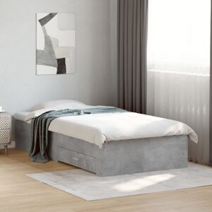 17 Stories Vidaxl Bed Frame With Drawers Concrete Grey Engineered Wood Small Single (2'6)