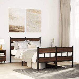 Borough Wharf Metal Bed Frame Without Mattress Smoked Oak 120X190 Cm Small Double Brown Oak 91.5cm H x 196cm W x 125cm D