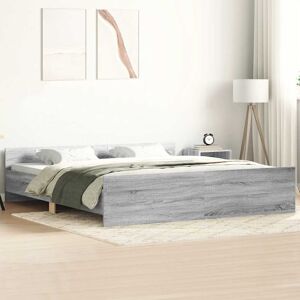 17 Stories Marlow Home Co. Bed Frame With Headboard And Footboard Concrete Grey 160X200 Cm Grey Sonoma Super King (6')
