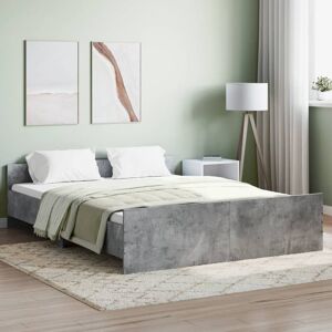 17 Stories Marlow Home Co. Bed Frame With Headboard And Footboard Concrete Grey 160X200 Cm Concrete Grey European Double (140 x 200cm)