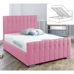 Britainsleep Queenstyle Upholstered Ottman Storage Bed Frame Pink Single (3')