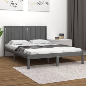17 Stories Bed Frame Solid Wood Grey Small Double (120 x 190 cm)