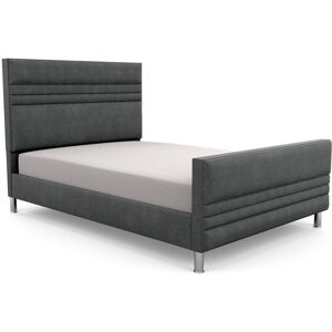 Brayden Studio Premium Bowgreave Upholstered Bed Frame Linen Charcoal/Linen Double (4'6)