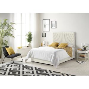 Fairmont Park Schwerin Plush Velvet Divan Bed Set with Open coil Memory Foam Mattress No Headboard Ivory Double (4'6)