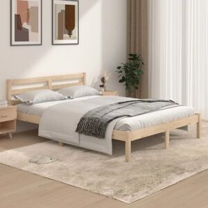 Ebern Designs Bed Frame Solid Wood natural Double (4'6)