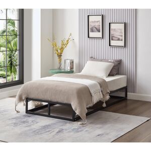 17 Stories Maise Metal Bed frame Modern Design Easy Assembly Anti Slip For Mattress Black Single (3‘)
