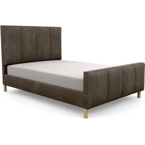 Brayden Studio Middletown Upholstered Bed Frame Mushroom/Velvet Double (4'6)