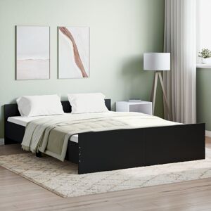 17 Stories Marlow Home Co. Bed Frame With Headboard And Footboard Concrete Grey 160X200 Cm Black European Kingsize (160 x 200cm)