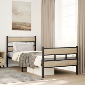 Borough Wharf Metal Bed Frame Without Mattress Smoked Oak 120X190 Cm Small Double Sonoma Oak 91.5cm H x 207cm W x 85cm D