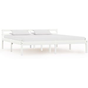 Latitude Run vidaXL Bed Frame Solid Pine Wood White Super King (6')
