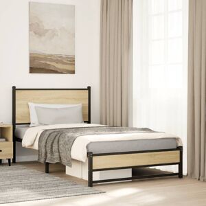 Borough Wharf Metal Bed Frame Without Mattress Sonoma Oak 91.5cm H x 105cm W x 207cm L