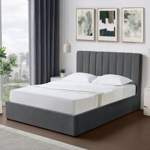Latitude Run Evelynne Fabric 135cm Double Ottoman Bed Frame with Storage - Dark Grey Double (135 x 190 cm)