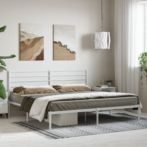 17 Stories Makahla Metal Bed Frame without Mattress with Headboard White 150 x 200cm