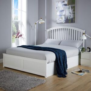 Lark Manor Barfield End-Lift White Ottoman Storage Bed Frame White Kingsize (5')