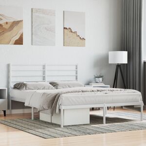17 Stories Makahla Metal Bed Frame without Mattress with Headboard White 180 x 200cm
