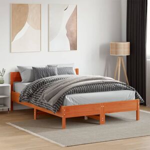 Marlow Home Co. Vidaxl Bed Frame With Headboard Solid Wood Pine Wax Brown Small Double (4')