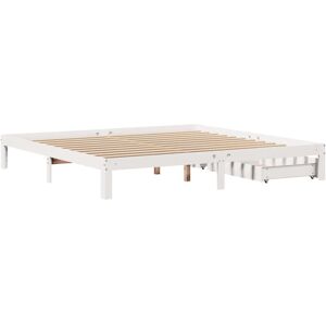 Lark Manor Bed Frame With Drawers Without Mattress White 120X190 Cm Small Double White Super King (6')