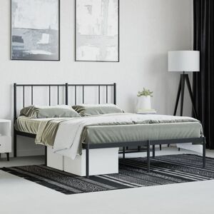 Latitude Run Metal Bed Frame With Headboard Black 183X213 Cm Black Kingsize (5')