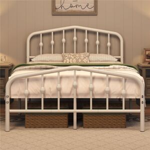 Yaheetech Color & Size Metal Bed with Arched Headboard and Footboard White Double (4'6)