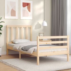 17 Stories Bed Frame with Headboard Brown Single (3')