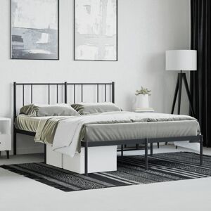 Latitude Run Metal Bed Frame With Headboard Black 183X213 Cm Black Double (4'6)
