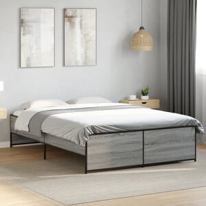 17 Stories Vidaxl Bed Frame Engineered Wood And Metal Grey Sonoma 120 x 200cm