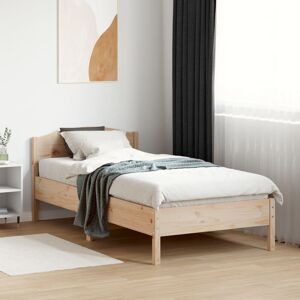 17 Stories Bed Frame With Headboard White 200X200 Cm Solid Wood Pine Natural Small Single (2'6)
