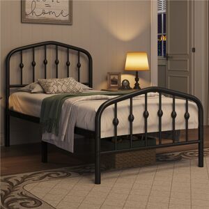 Yaheetech Color & Size Metal Bed with Arched Headboard and Footboard Black Single (3')