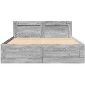 Latitude Run Bed Frame With Headboard Without Mattress Smoked Oak 140X200 Cm Grey Sonoma European Double (140 x 200 cm)