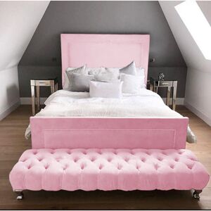Mercer41 Brisco Upholstered Bed Frame Pink Small Double