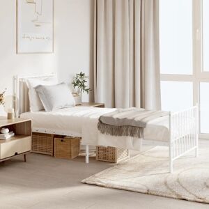 Ebern Designs Metal Bed Frame with Headboard and Footboard White 107x203 cm White Small Single (2'6)