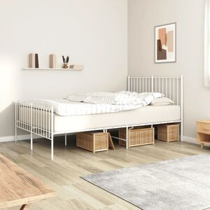 Ebern Designs Metal Bed Frame with Headboard and Footboard White 107x203 cm White Small Double (4')