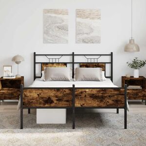 17 Stories Bed Frame Without Mattress Sonoma Oak 140X190 Cm Engineered Wood Smoked Oak Kingsize (5')