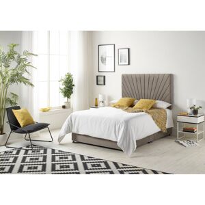 Fairmont Park SantaMarina Tweed Fabric Divan Bed with Open Coil Memory Foam Mattress No Headboard Coffee Super King (6')