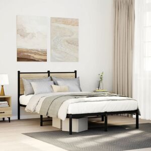 Borough Wharf Metal Bed Frame Without Mattress Sonoma Oak Small Double Begie/ White 91.5