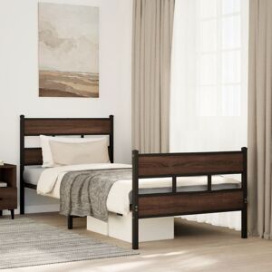 Borough Wharf Metal Bed Frame Without Mattress Smoked Oak 120X190 Cm Small Double Brown Oak 91.5cm H x 207cm W x 95cm D