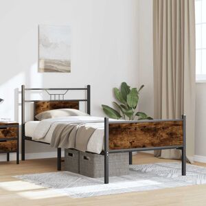 17 Stories Bed Frame Without Mattress Sonoma Oak 140X190 Cm Engineered Wood Smoked Oak Single (3')