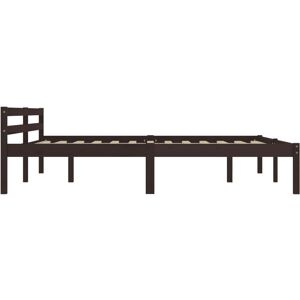 Latitude Run vidaXL Bed Frame Solid Pine Wood Dark Brown European Kingsize (160 x 200 cm)