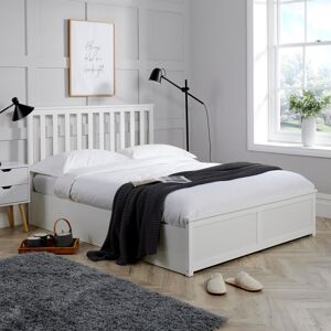 ClassicLiving Florida Wooden End-Lift Ottoman Storage Bed Frame Wood Bedstead White Kingsize (5')