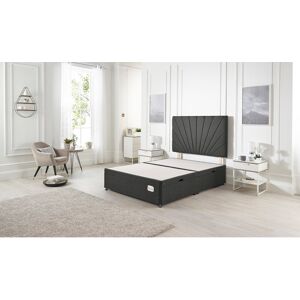 Marlow Home Co. Etheral Side Opening Ottoman Storage Bed with Upholstered Headboard Tweed Fabric Charcoal Single (3')