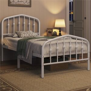 Yaheetech Color & Size Metal Bed with Arched Headboard and Footboard White Single (3')